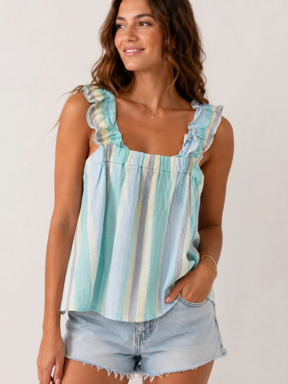 Blu Pepper pastel multi-stripe tank top